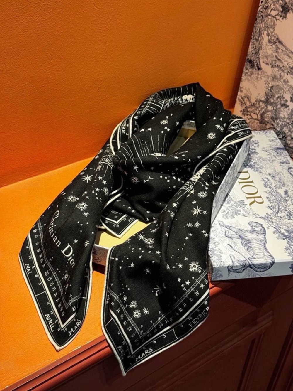 Dior 100% Silk Square Scarf Black